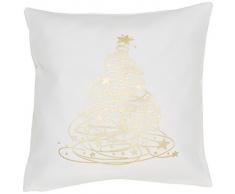 Eurofirany Kissenhülle Kissenbezug Couchkissen Sofakissen Bettkissen Zimmerdekoration Elegant Edel Exklusiv Weihnachten Gold, Polyester, Weiss, 40x40cm