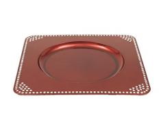 Deco 79 62658 PP Perlen Platzteller rot 33 cm W, 33 cm H -