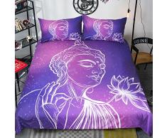 SDIII Buddha Betten Sets Buddhistische Lotus Bettbezug Violett Bezug für Hundebett, Verblasst, Fleck, Shrink und Knitterfrei Twin Buddha