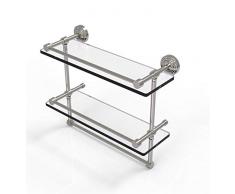 Allied Messing wp-2tb/16-gal-sn 40,6 cm Galerie Doppel Glas Regal mit Handtuchhalter Bar, Satin Nickel