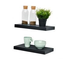 Wellland Schweberegal, Wandmontage, 2 Stück, für Heimdekoration, 20,3 cm tief 15-inch schwarz
