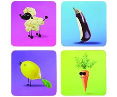 Funky Kitchen Craft Gemüseschneider Untersetzer Kork, laminiert, bunt, Farbe