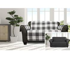 Quick Fit Alba Sitzbezug, wendbar, wasserdicht, Mikrofaser, Grau/Schwarz, Loveseat Cover