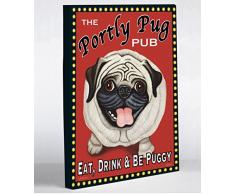 Retro Pets One Bella Casa Leinwandbild Portly Mops 20 x 24 Red/Multicolored