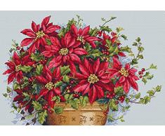 Merejka K-132 Weihnachtsstern Zählmuster Kreuzstichset, Baumwolle, mehrfarbig, 35x24 cm