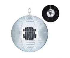 Relaxdays Discokugel, zum Aufhängen, für Decke, große Spiegelkugel, Party Deko, Mottoparty, Diskokugel Ø 20 cm, Silber