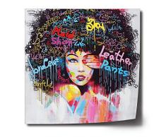 CLOUD Crescent Art gerahmt Schwarz Art African American Art Wand für Wohnzimmer, Original Design Malerei auf Leinwand Drucken 28 x 28 inch D Unframed