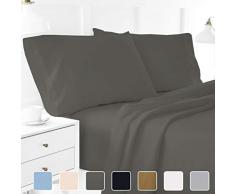 Flow s Leinen alle Größe Blatt Original 1200-thread Zählen Luxus Weich 100% Heavy Ägyptische Baumwolle – Tabelle Set für alle Größe passend für Matratze bis 35,6–40,6 cm Taschen Tiefe (Solid, Farbe) Traditionell King Grau (Elephant Grey)