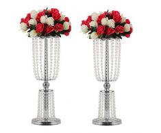 LANLONG 2 Stück Acryl Kristall Tafelaufsatz Hochzeit Kulisse Blumenvase Kerzenhalter Tischständer Party Dekoration Road Lead Rahmen Hochzeit Dekoration Dekoration Dekoration Raumdekoration 23.75 silber