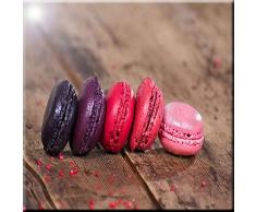 Rikki Knight Keramikfliese mit französischen Macarons auf einem rustikalen Holztisch, 10 x 10 cm