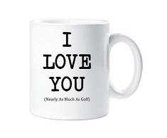 60 Second Makeover Limited 60SECMUG444 Tasse mit Aufschrift „60 Second Makeover I Love You Nearly Much As Golf“, Geschenk für Ehemann, Valentinstag, Weihnachten, keramik, weiß