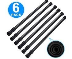 SIQUK 6 Stück Schrankstangen verstellbare Federspannstäbe weiß Kühlschrank Bar ausziehbar Stange für DIY-Projekte, 39,9 cm bis 71,1 cm schwarz
