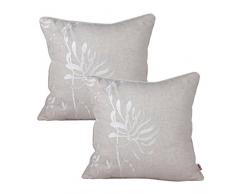 Queenie® – 1 PC of Floral Stickerei auf massivem Baumwolle Leinen Hintergrund dekorativer Überwurf-Kissenbezug bestickt Werfen Kissenbezüge Kissen Sham Kissen 45,7 x 45,7 cm 45 x 45 cm, baumwolle, Pattern 3 - White, 18 x 18 inches