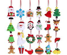 Winlyn Weihnachten Countdown Adventskalender Ornamente 24 Set Ton Figur Ornamente Schneemann Santa Engel Rentier Pinguin Puppe Hängende Baum Ornamente für Urlaub Strumpf Kamin Geschenk Dekoration