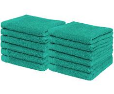 Weidemans Premium 12-teiliges Handtuch-Set mit 12 Exklusiven Waschlappen und Fingerspitzen, 33 x 33 cm, 100% Baumwolle, maschinenwaschbar, hohe Saugfähigkeit blaugrün