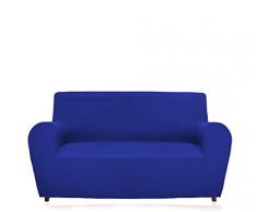 GEMITEX Magischer Sofabezug aus Stoff, einfarbig, elastisch, Polyester, elektroblau, Rückenlehne bis 280 cm