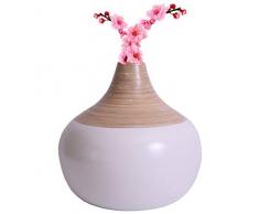 Uniquewise QI003356W.S Vase aus gesponnenem Bambus, Weiß und Natur (klein)
