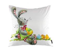 oFloral Oaster Hase Überwurf-Kissenbezug, Ostereier, Kaninchen, Tiere, Hühner, dekorativer quadratischer Kissenbezug 45,7 x 45,7 cm, Heimdekoration für Sofa, Schlafzimmer, Wohnzimmer