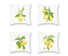 Fukeen Kissenbezüge, niedliches Kaninchen mit Blütenblumen dekorativ, Standard-Kissenbezüge, Osterhase, Frühling, Zuhause, Büro, Dekoration, super weich, 45,7 x 45,7 cm, 4 Stück 18x18 lemontree