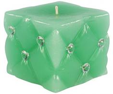 Magic Candle World Candles Geprägte quadratische Stumpenkerze mit Kristallen verziert. Exclusiv Deko.