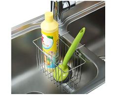 kaileyouxiangongsi Schwamm-Halter, Edelstahl-Waschbecken-Organizer Caddy Küche Spüle Caddie Geschirrspülmittel Drainer Regal fürs Waschbecken Aufsatz-Flasche mit Schwamm-Bürste