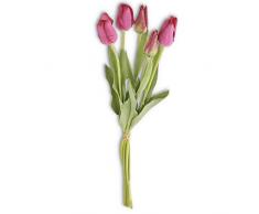 K&K Interiors 15452B-FU Blumenstrauß mit Tulpenmotiv, 56 cm, Fuchsia