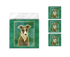 Tree-Free Greetings nc38076 John W. Golden 4er Pack Künstlerische Untersetzer Set, weiß und grau Italienisches Windspiel