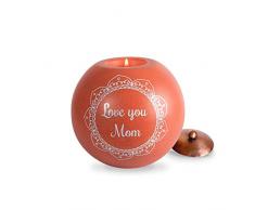 Zimt Swirl Love You Mom rund Teelicht Kerzenhalter, orange
