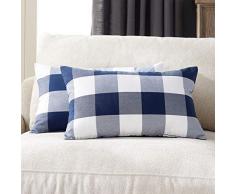 Foindtower Dekorative klassische Buffalo Überwurf-Kissenbezüge Baumwolle neutral kariert kariert kariert Gingham Kissenbezug Casual Rustikal Bauernhaus Modern Retro Dekoration für Sofa Schlafzimmer Stuhl Auto 45,7 x 45,7 cm,