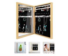 JEXICASE Spiegelschrank mit Holzmaserung für Schmuck, Wanddekoration, unsichtbare Aufbewahrungsbox, platzsparend, kreatives Geschenk, personalisierbar Clover