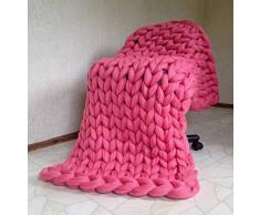 EASTSURE Chunky Strick Überwurf sperrige Merino Sofa Decke Handarbeit Super Groß Haustier Bett Stuhl Matte Teppich 40x40 Rose