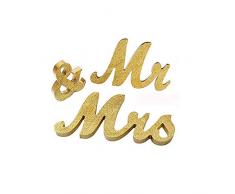 Do4U Holzbuchstaben mit Aufschrift Mr Mrs Mr & Mrs, modernes Vintage-Design, Hochzeitsschild, Hochzeitstisch, Foto-Requisiten, Partytisch, Top Dinner Weihnachtsdekoration Gold/Glitzer