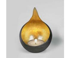 Lambert Caldera Windlicht Eisen schwarz,Gold,H15cm/D11,5cm Metallaccesoires, One Size