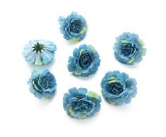 Blumenköpfe in Großhandel zum Basteln, Seide, Pfingstrose, künstliche Blumenköpfe, Hochzeit, Heimeinrichtung, DIY Kranz, Basteln, billige Kunstblumen Party, Geburtstag, Heimdekoration, 4,5 cm, 30 Stück blau