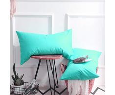 TAOSON 100% Baumwolle Fadenzahl 300 Weiß Chevron Zig Zag Voller Länge Reißverschluss Körper Kissen Fall Nur Cover Kein Einsatz 53,3 x 137,2 cm Queen - 2 Pack Blaugrün