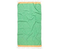 Pestemal Türkisches Handtuch mit modernem Diamanten, 100% Baumwolle, 99 x 68 cm, großes türkisches Handtuch, Strand, Bad, Spa, Yacht, Sport, Pestemal, Sarong, Hamamtuch, Kikoy Fouta grün