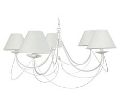 Tosel 20914 Kronleuchter – konisch, Blech und Rohr aus Holz, lackiert, Lampenschirm Co, E14, 60 W, weiß gekälkt