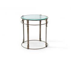 K&K Home 13542A Tisch mit Glasplatte, rund, 45,7 cm