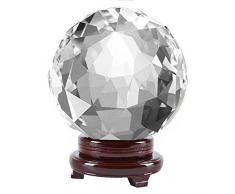 amlong Kristall klaren facettierten Kristall Kugel mit Holz Ständer 3.2-inch Farblos