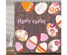 Vintage Ostersonntag Duschvorhang-Set, Ostereier, Frühlings-Blumendruck, Premium-Stoff, Badevorhänge, Badezimmer-Accessoires, Dekor mit 12 Haken, 177,8 x 177,8 cm