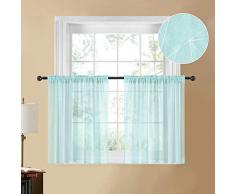 YOKISTG Vorhänge aus Leinen, mit Tasche Bedruckt, geometrische Muster, für Schlafzimmer, Wohnzimmer, Fenster, 2 Paneele, Polyester-Mischgewebe, hellblau, 25 x 24