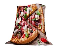 Funy Decor Decke aus Pizza auf Holz, super weich, Essensthemen, warm, gemütlich, Flanell, für Zuhause, Sofa, Sofa, Sessel, Wohnzimmer, Schlafzimmer 40 x 50 Pizza5748