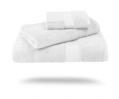 Caravalli Handtuch-Set aus ägyptischer Baumwolle von Leeds 3-teilig, luxuriöse Baumwoll-Handtuch-Sets mit Handtuch und Waschlappen, extra dick, für Hotelkollektion weiß