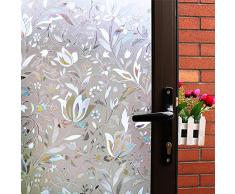 Mikomer Deko-Fensterfolie, Tulpenmotiv, kein Kleber, Milchglas-Folie, reflektierend, statische Haftung, Hitzekontrolle, Anti-UV-Fenster-Dekoration für Zuhause und Büro 23.6 by 118-inch tulpe