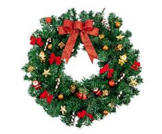 Mewtogo DIY Weihnachtskranz Vordertür-Dekoration, Girlande Material – 106,4 cm Weihnachtsgirlande Hängeornament mit Weihnachtsmann-Kugeln, Schleife für Weihnachten, Winter, Wunderland, Urlaub, Dekoration, Montage erforderlich