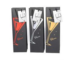 Evergreen Goods Ltd Geschenktüten mit Geschenkanhänger und Griffen, Martini-Design Weinflaschenhalter für Jahrestag, Geburtstag, besondere Anlässe, Maße: 39 x 12 x 9 cm, Einheitsgröße