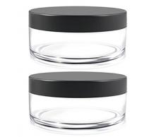 2 leere tragbar klare Foundation Make-up Powder Puff Box Case Container mit Puderquaste Mehlsieb und schwarz Schraube Deckel Loose Powder Jar Pot (ф7 cm-black Deckel), Sonstige, farblos, Large +Large