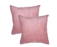 Glorybox 2 Stück Dekorative Kordstoff Überwurfkissen Set Soft Solid Design Kissen Home Decor Hüllen für Sofa Schlafzimmer Auto Couch Büro 2 Pieces, 18x18 Striped Pink-18