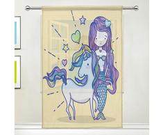 XMCL Fenster Vorhänge, Gardinen Meerjungfrau Einhorn Deko Extra Breit für Wohnzimmer Schlafzimmer Küche Fenster Voile Panel 198,1–213,4 cm Lang 55x78x1(in)