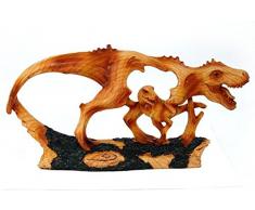 StealStreet ss-ug-mmd-199, 30,5 cm T-Rex Dinosaurier Carving Holz Deko Figur, Kunstleder braun, Multicolor, 6